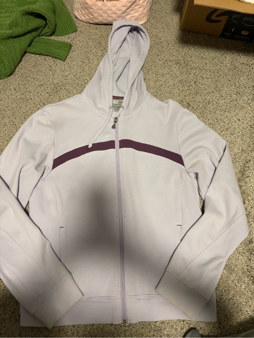 Champion Light Lavender Hooded Zip Jacket with Plum Stripe
